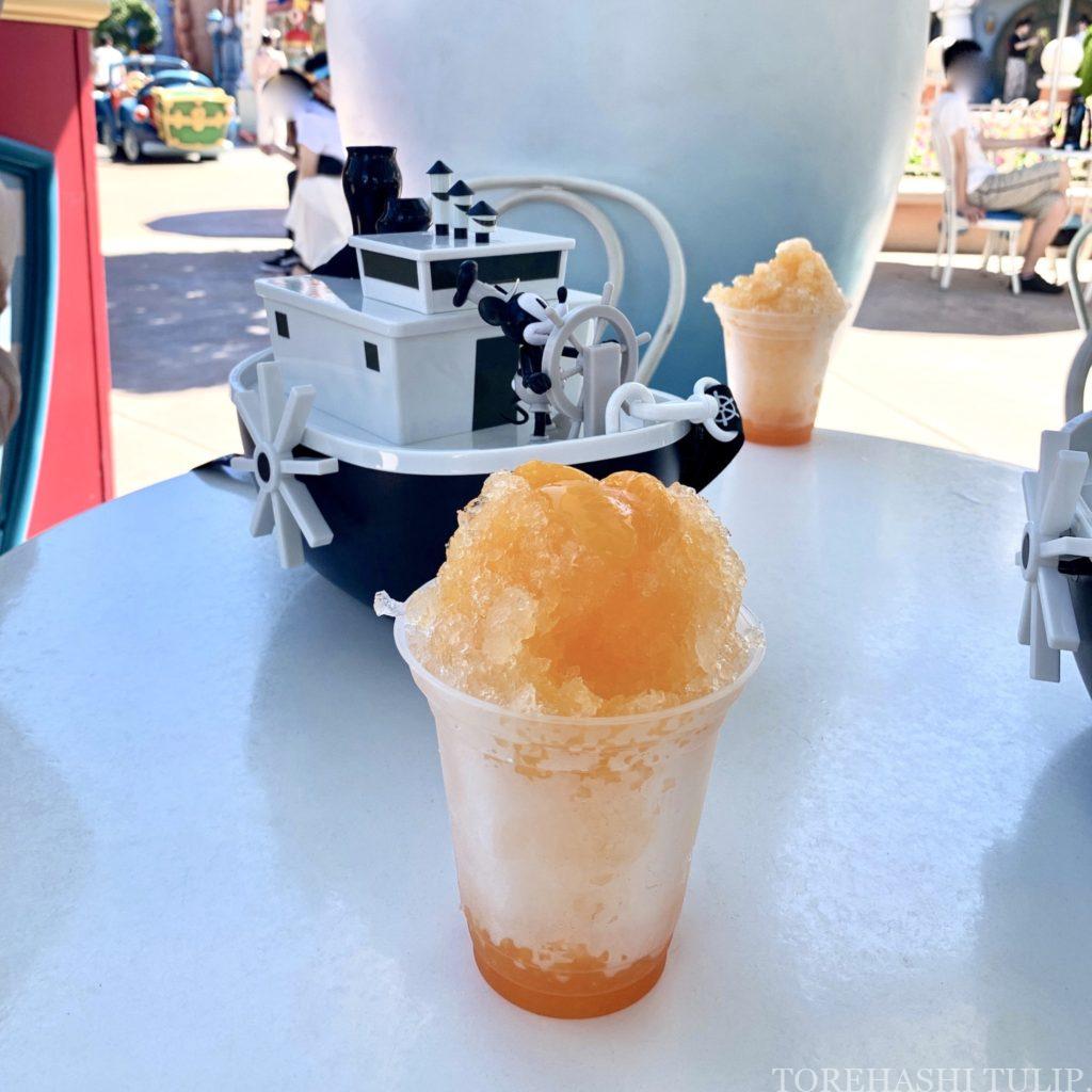 夏　2020　ディズニーランド　ディズニーシー　ひんやりスイーツ　アイスクリーム　パーク限定　シェイブアイス　かき氷　インスタ映え　みかん味